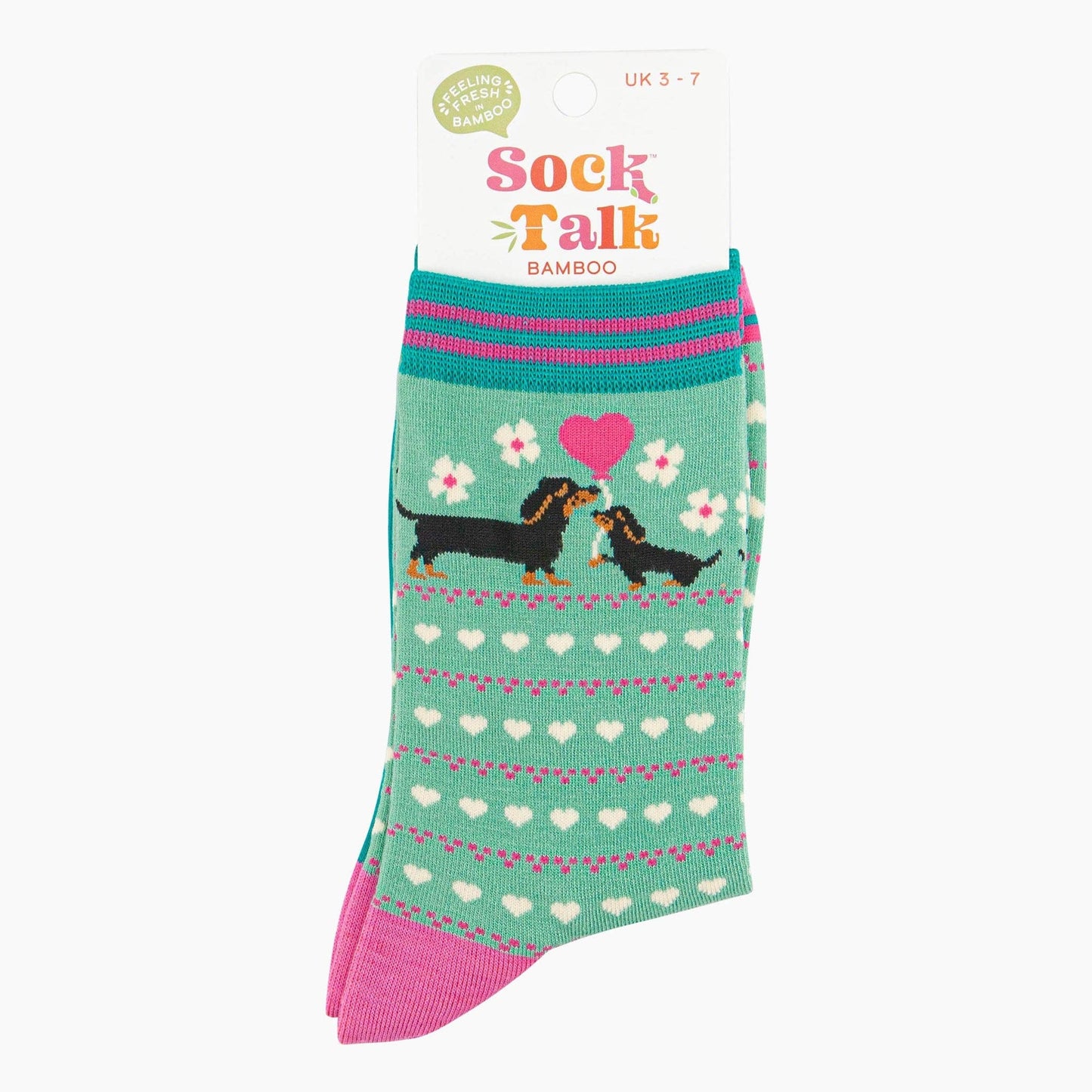 Women's Sausage Dog Bamboo Socks - Mint