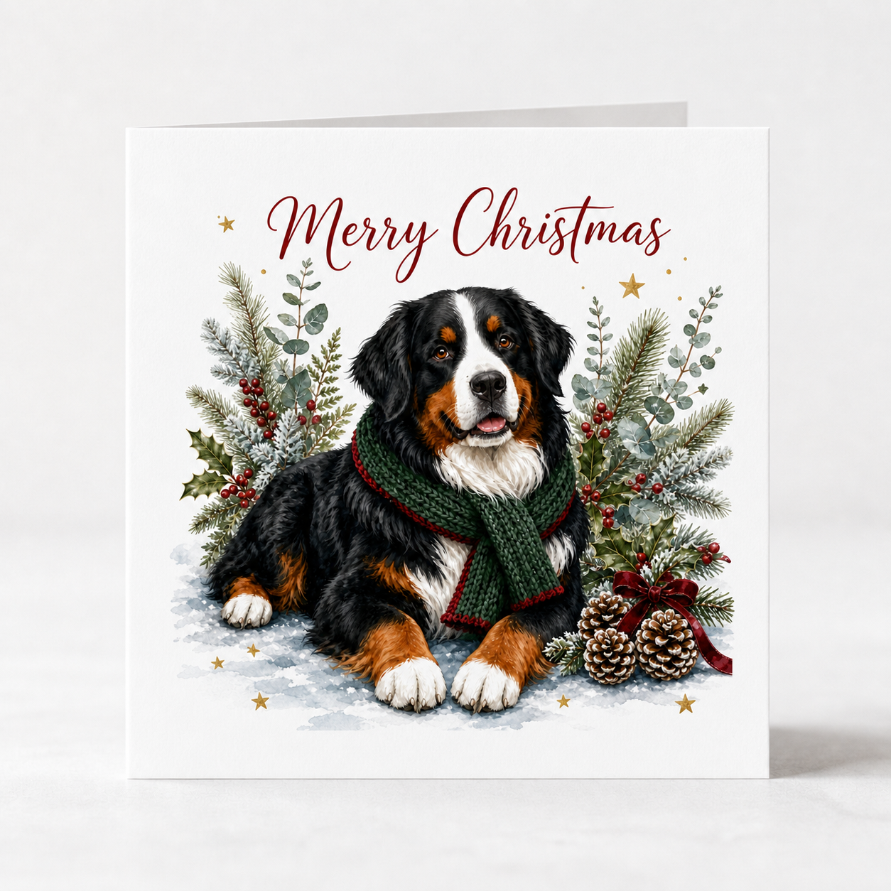 Festive Bernese Mountain Dog Christmas Cards - Pack of 5
