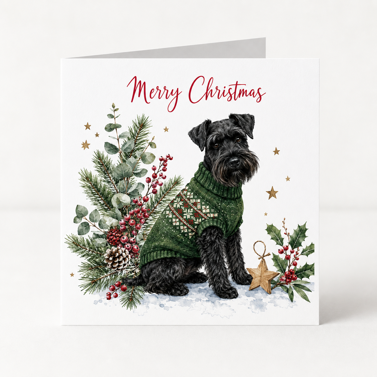 Festive Black Schnauzer Christmas Cards - Pack of 5