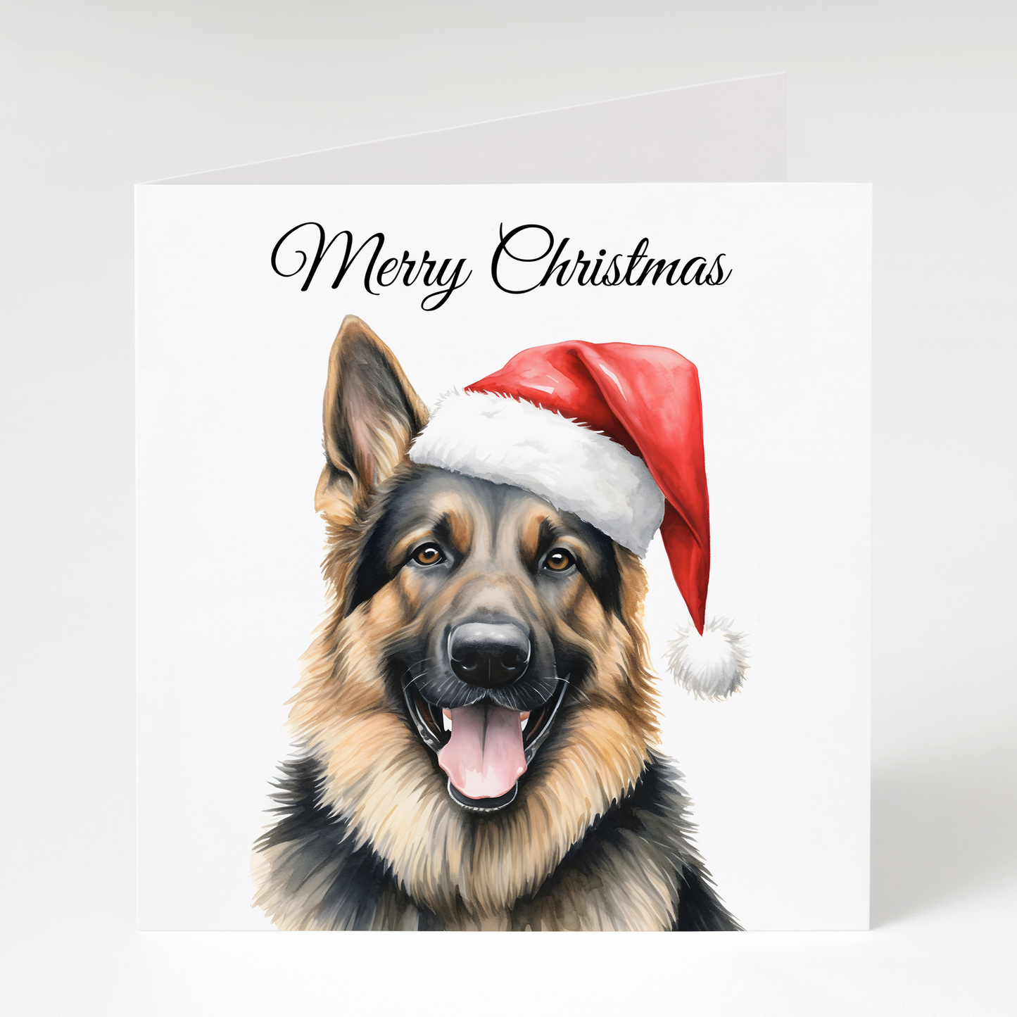 German Shepherd in Santa Hat Christmas Cards pack of 5