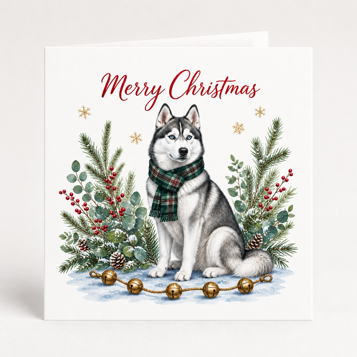 Festive Siberian Husky Christmas Cards - Pack of 5
