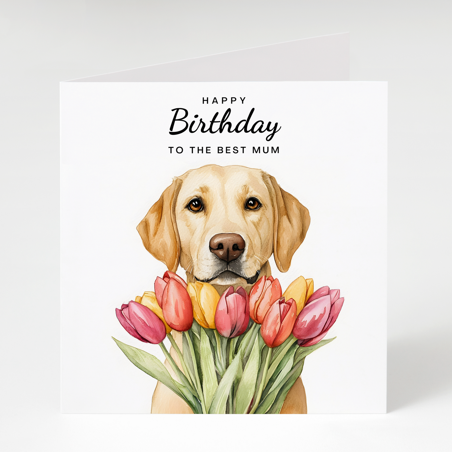 Labrador with Tulips Birthday Card for Mum