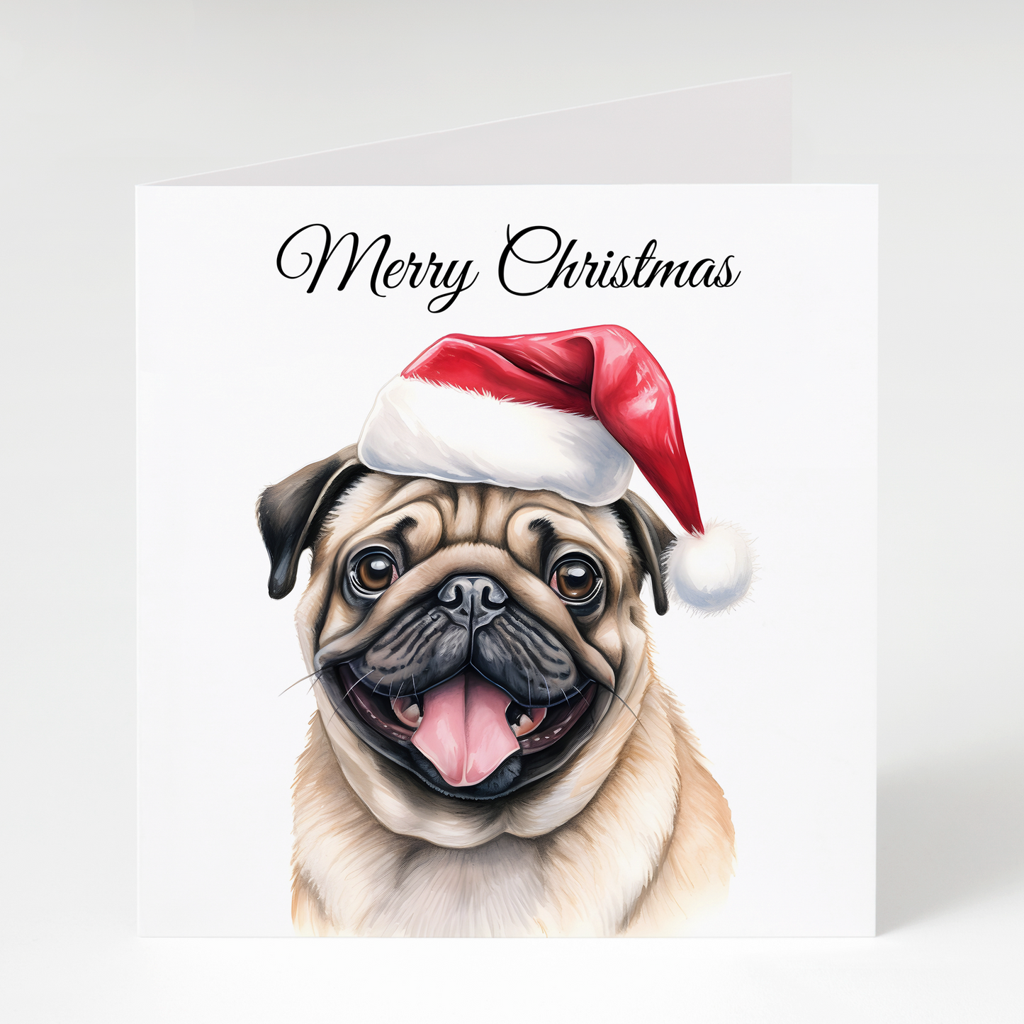 Pug in Santa Hat Christmas Cards pack of 5