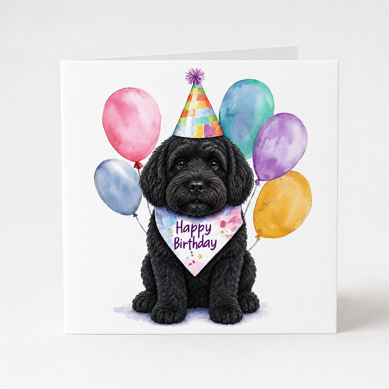 Black Cockapoo Birthday Card