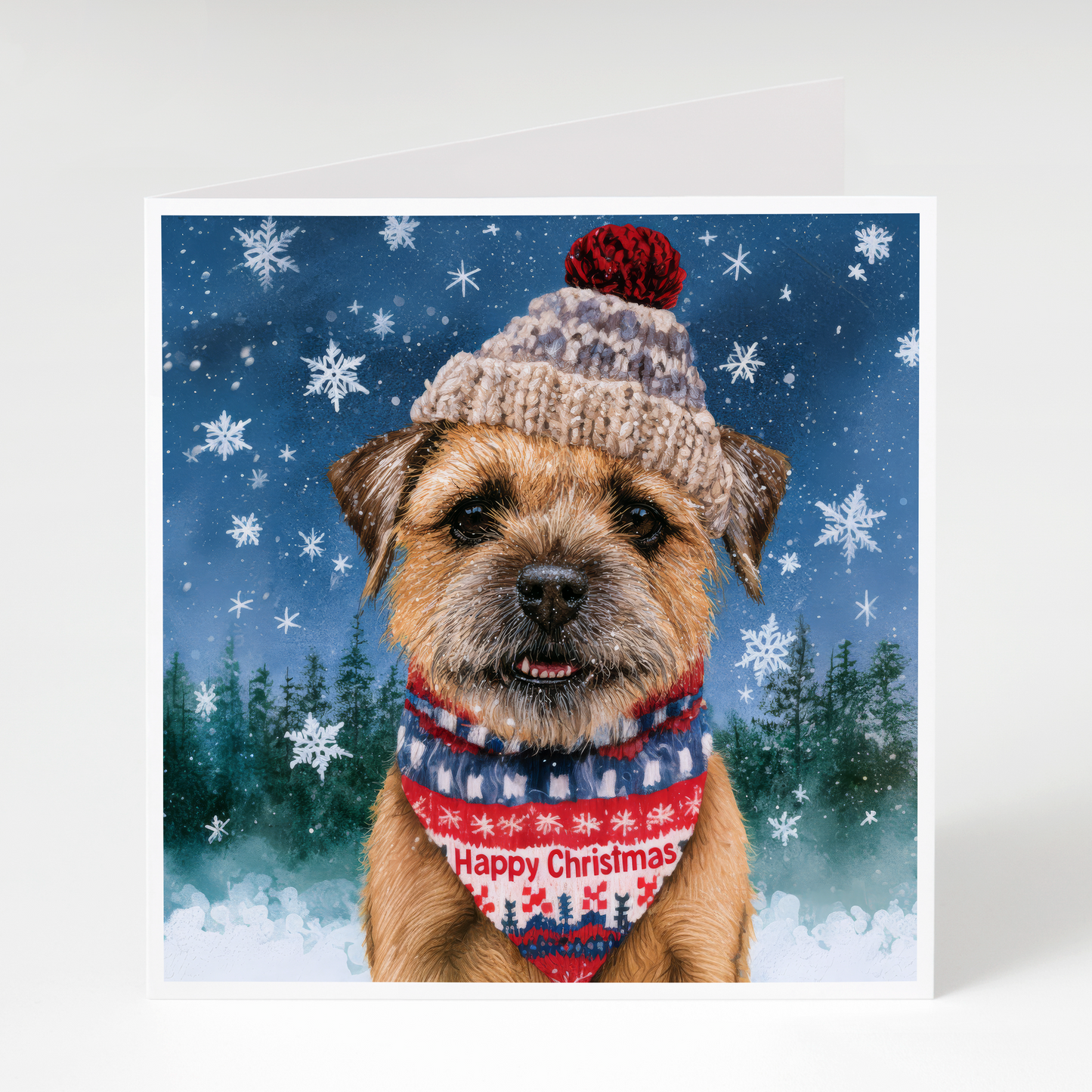Border Terrier with Bandana Christmas cards - Pack of 5