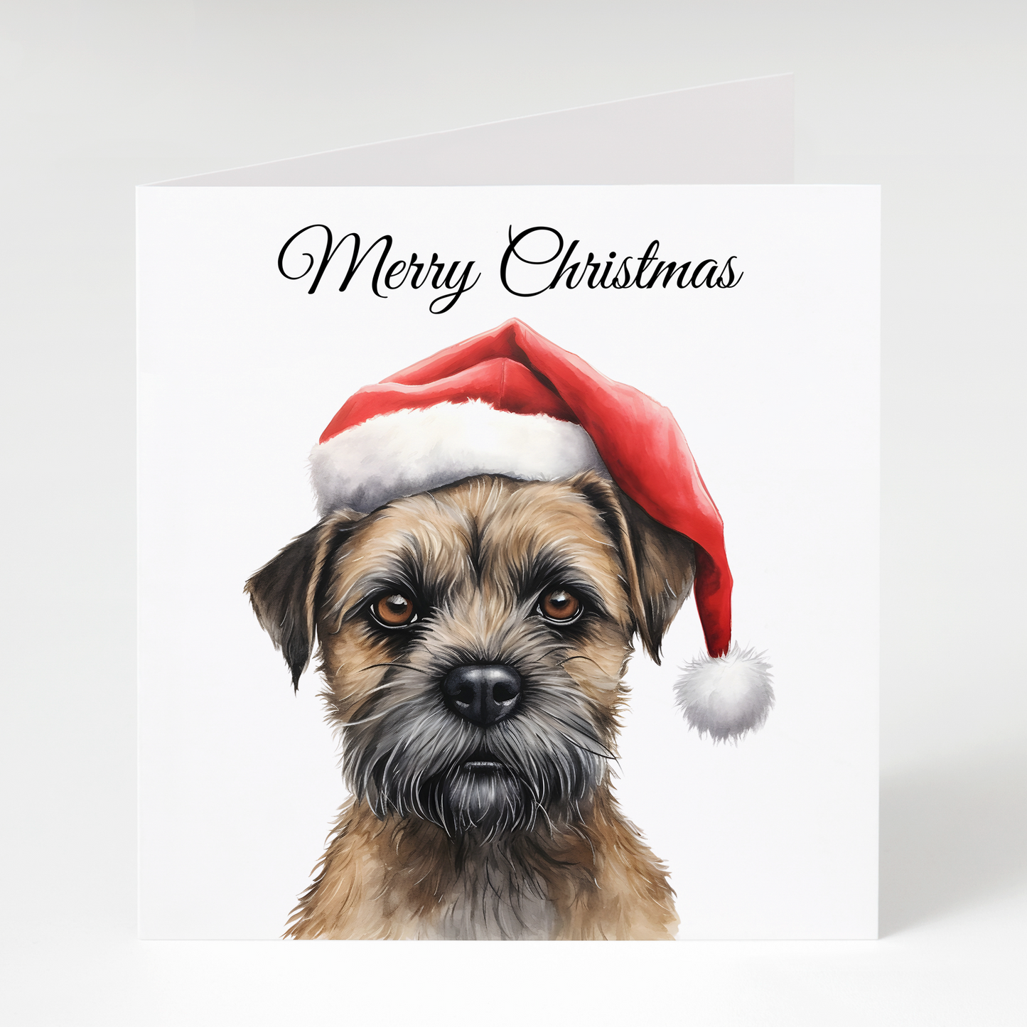 Border Terrier in Santa Hat Christmas Cards pack of 5