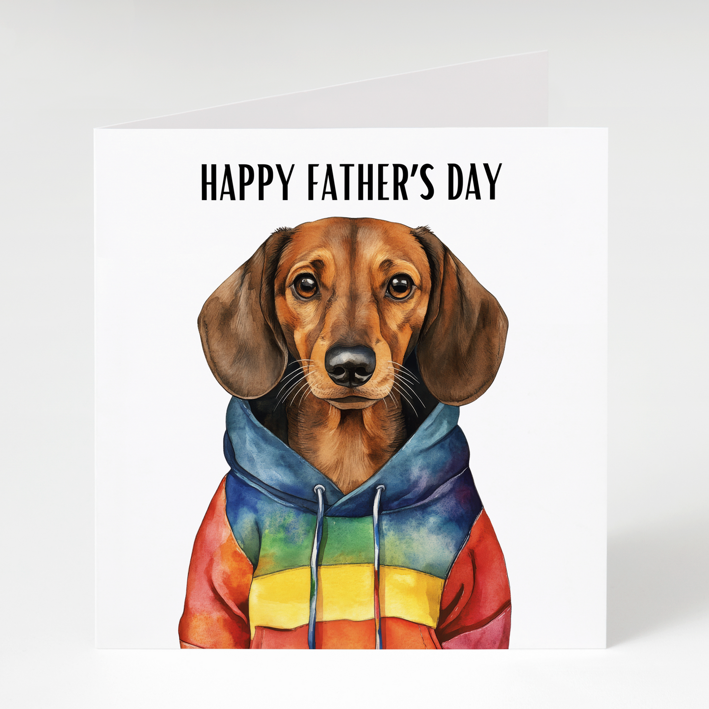 Brown Dachshund in Hoodie Father’s Day Card