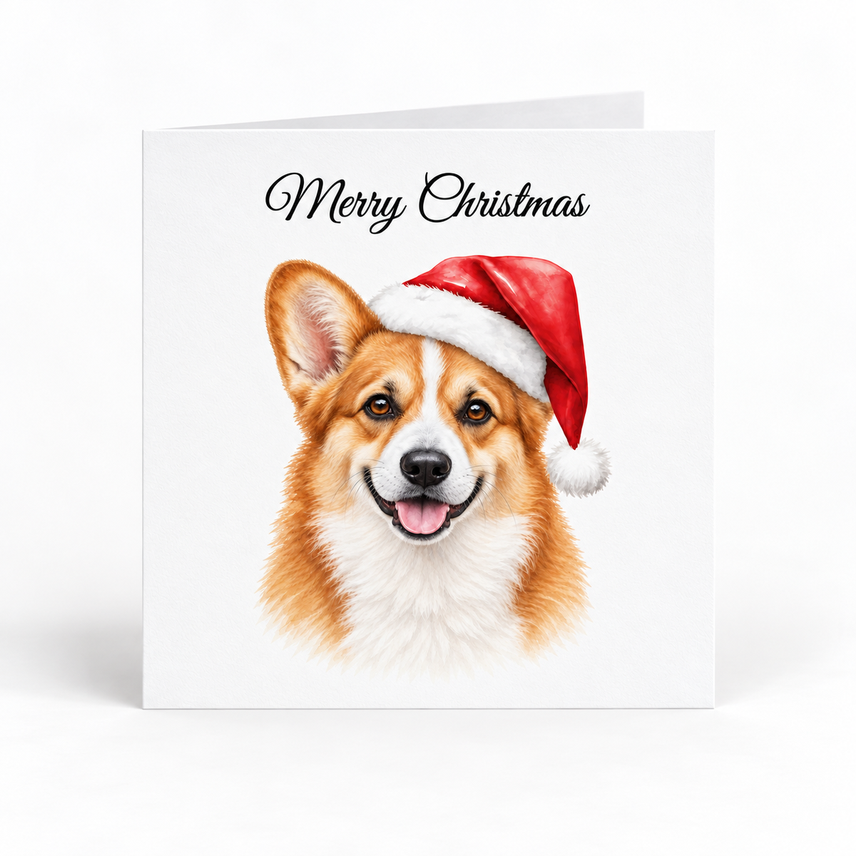 corgi santa hat christmas card pack of 5