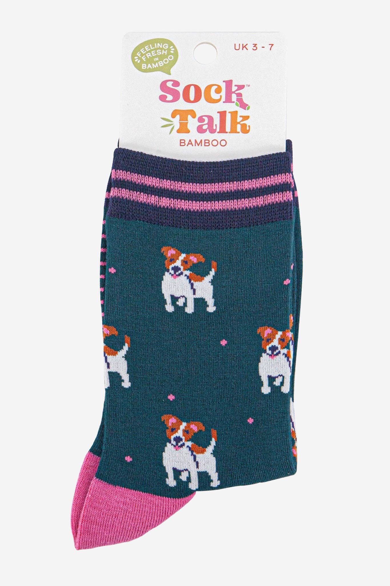Women's Jack Russell Bamboo Socks - Forest Green / Navy