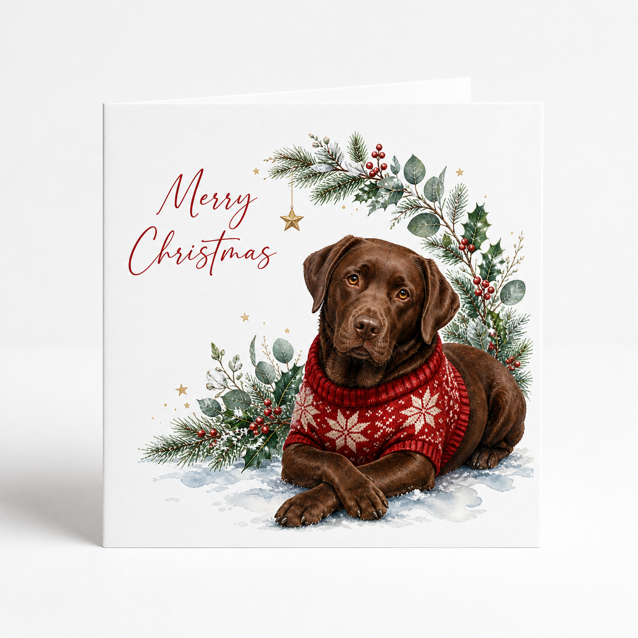 Festive Brown Labrador Christmas Cards - Pack of 5
