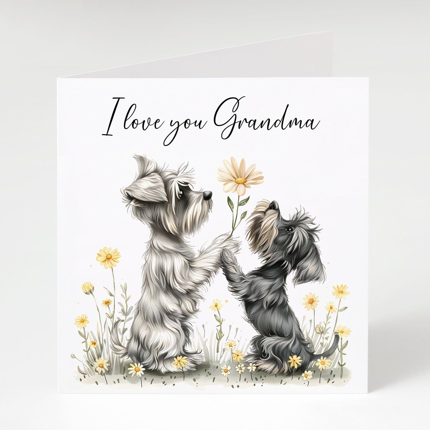 Schnauzer Grandma greeting card, I love you Grandma, Birthday card for Grandma