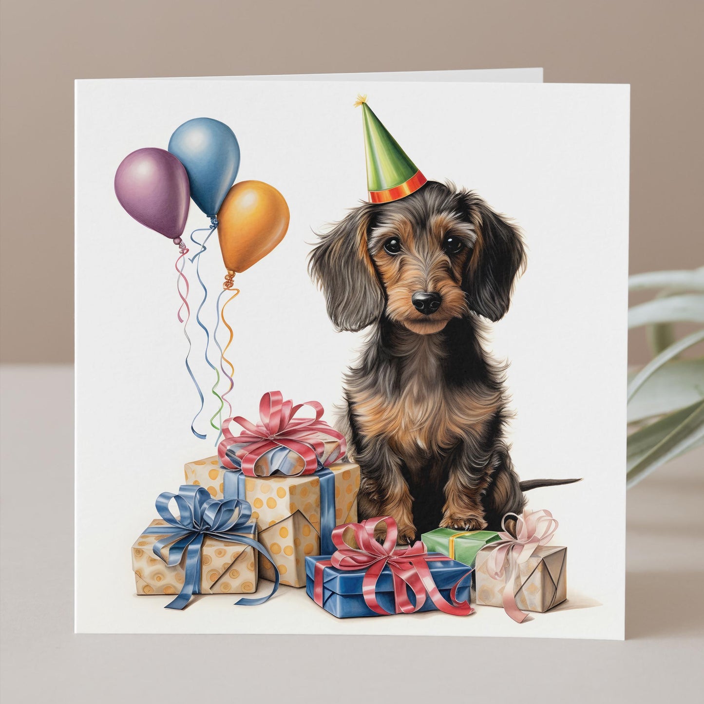 Wire haired Dachshund birthday card