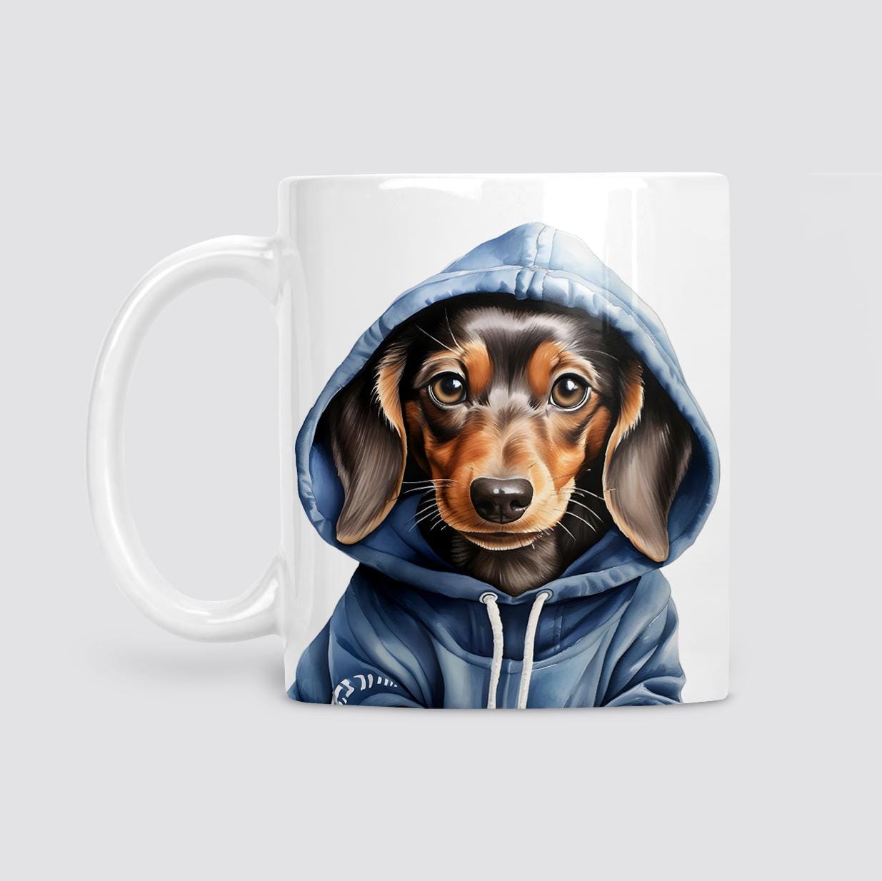 Dachshund in hoodie mug