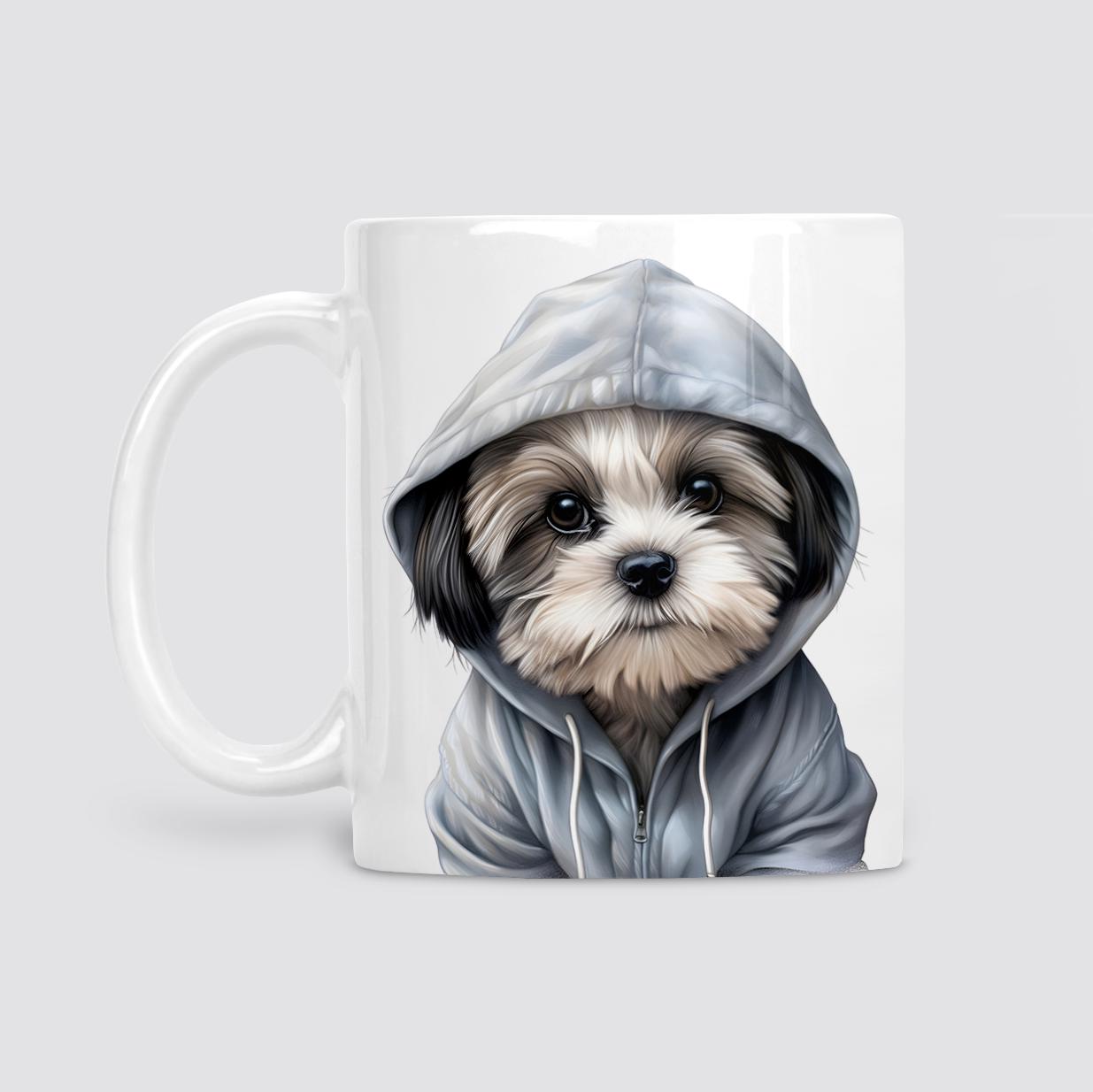 Shih Tzu in hoodie mug, Shih Tzu Dog lover gift, Shih Tzu gift, watercolour mug, Mug for Him, Gifts for Dog Lovers