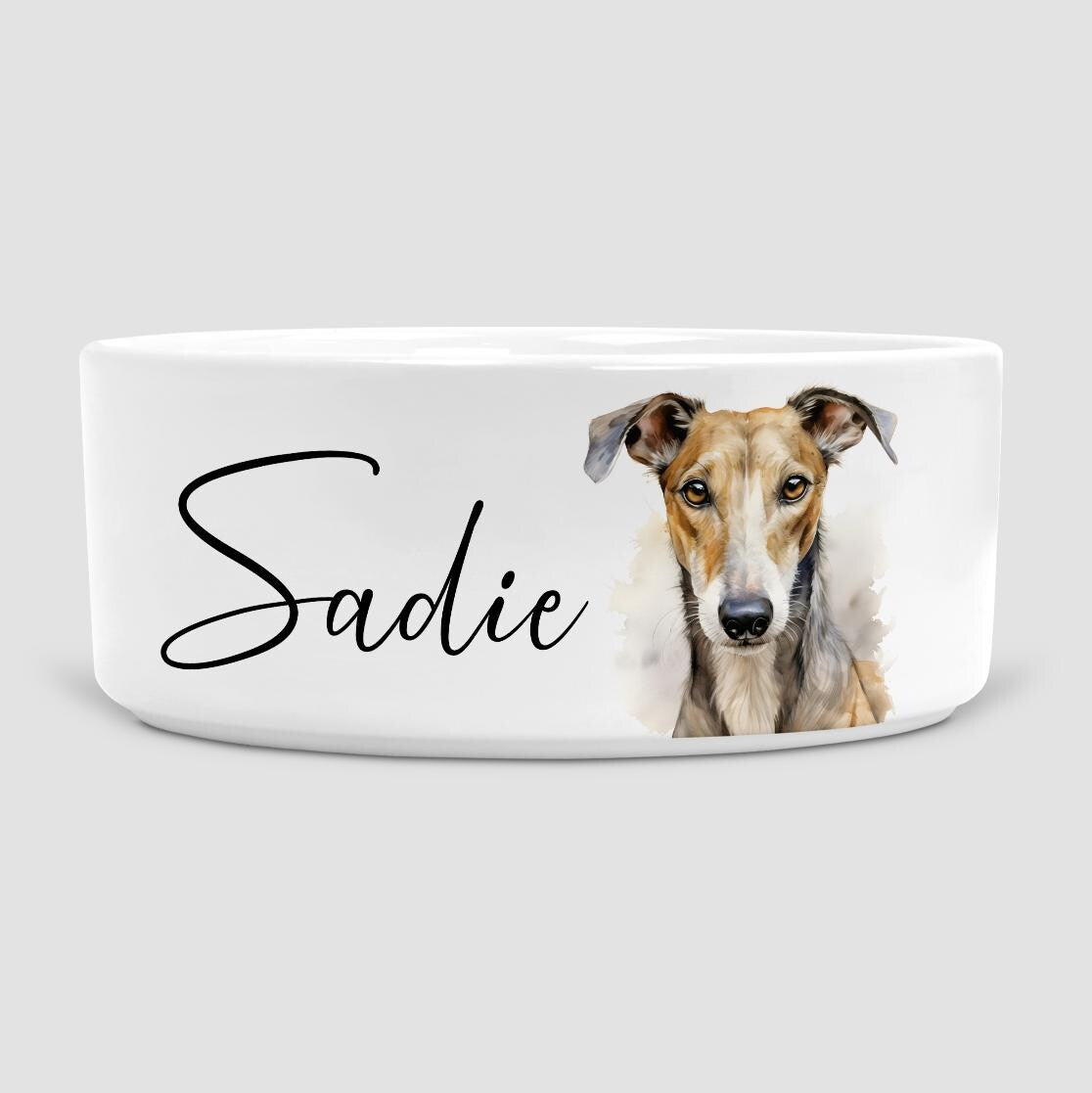 Personalised Greyhound Dog Bowl, Ceramic Dog Bowl, Large Dog Bowl, Greyhound Gift, Greyhound lover, Dog gift