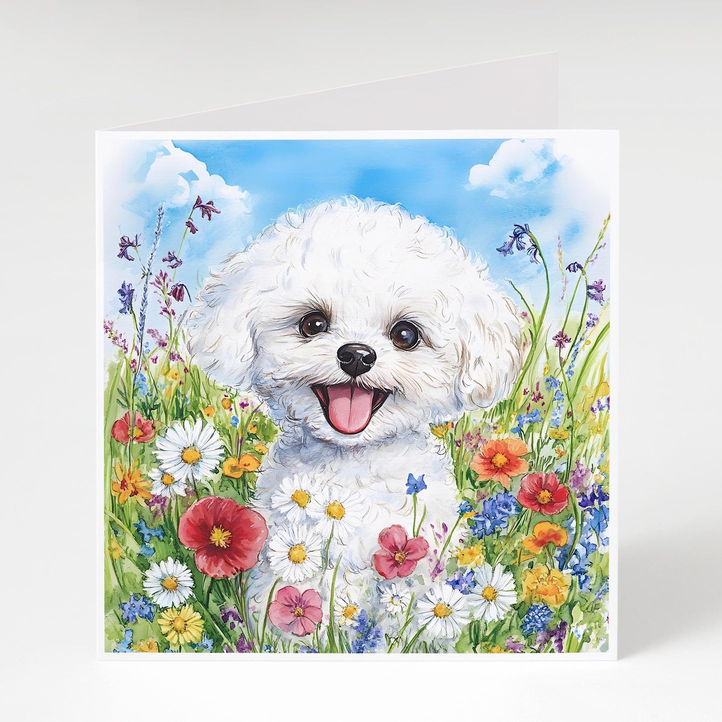 bichon wildflower Mother's Day card