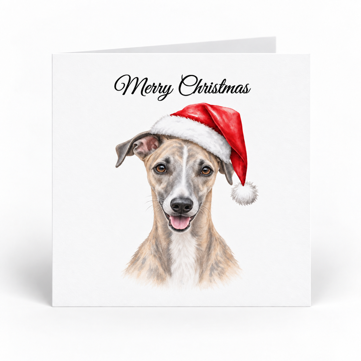 Whippet Santa Hat Christmas Cards - Pack of 5