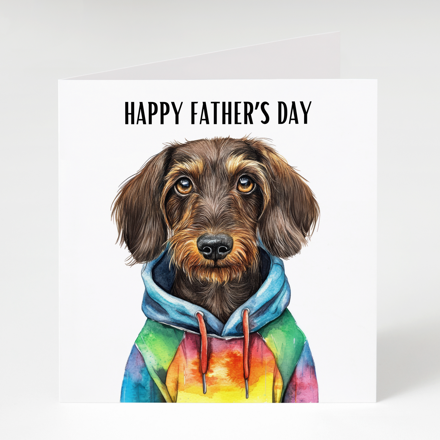 Brown Wire Haired Dachshund in Hoodie Father’s Day Card