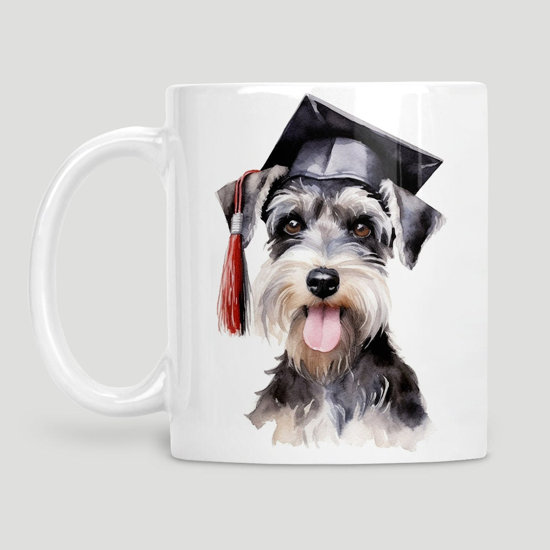 Graduation Schnauzer mug, Schnauzer lover gift, Dog lover gift, Miniature Schnauzer, Standard schnauzer, Graduation mug