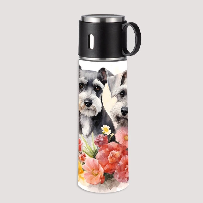 Schnauzers flowers flask