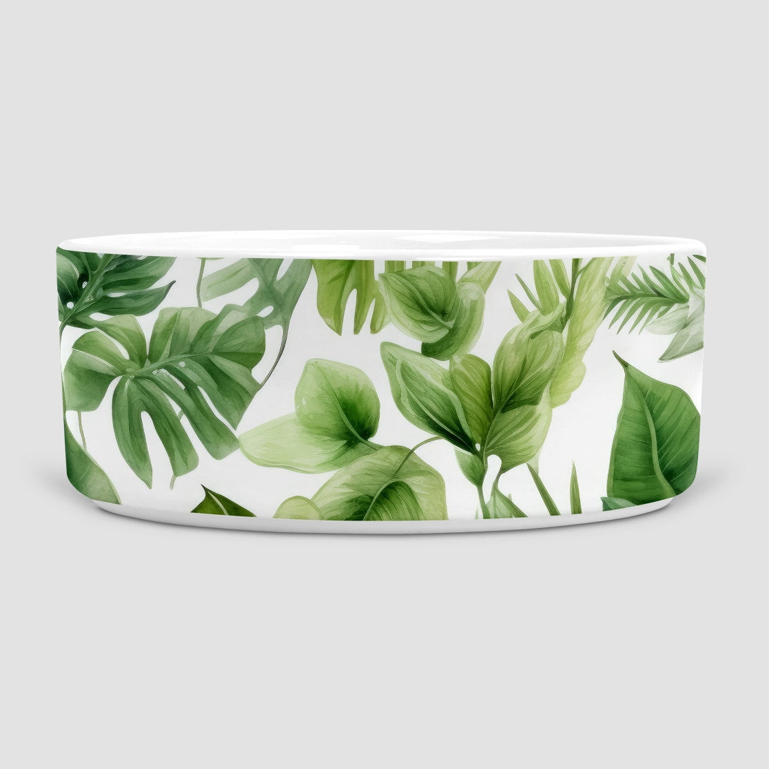Botanical Leaves pattern dog bowl, dog food bowl, dog water bowl, ceramic dog bowl, pet bowl, gift for dogs, dog bowls