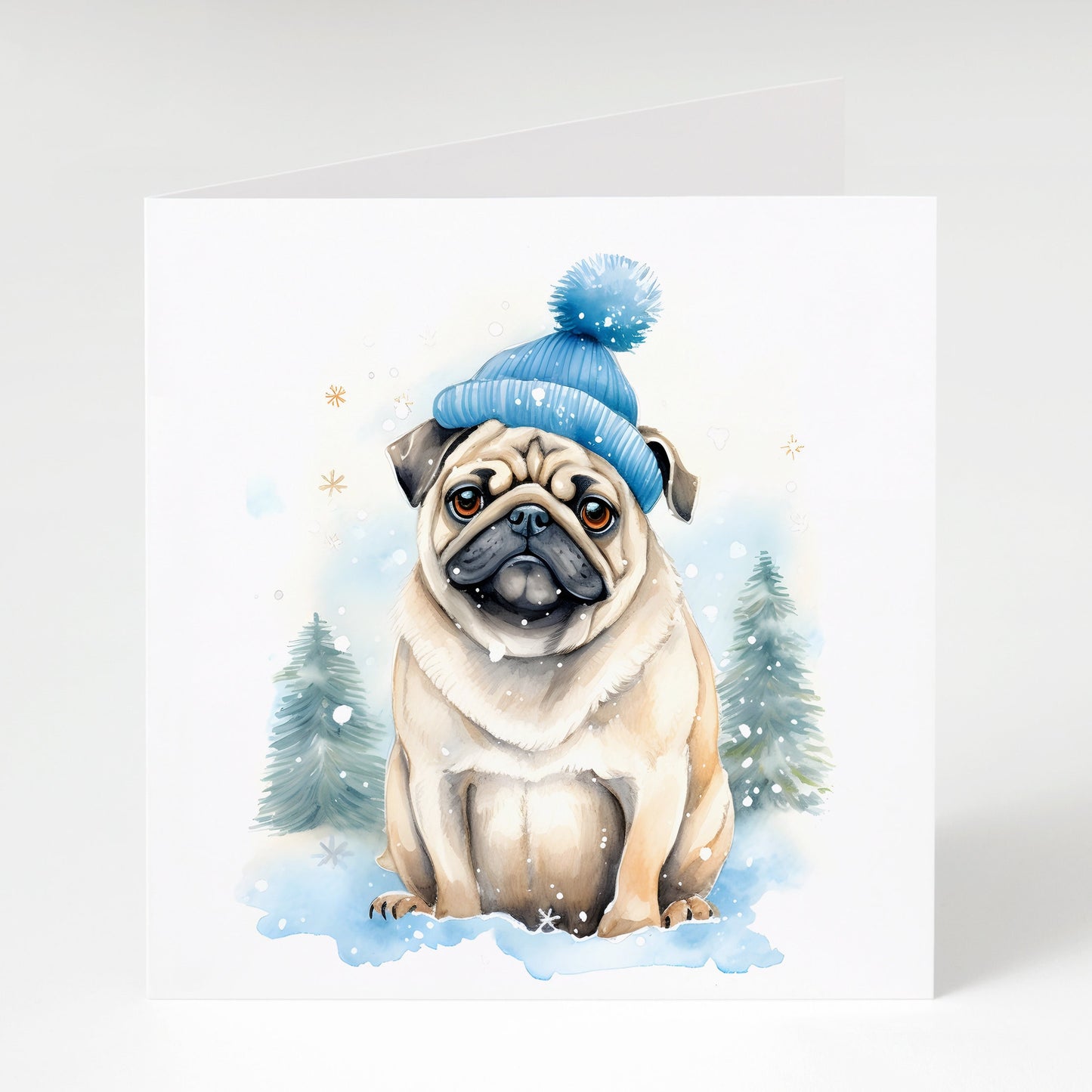 Pug Christmas Cards pack of 5, Cute Dog Xmas Cards, Perfect for Pug lovers, 300gsm card