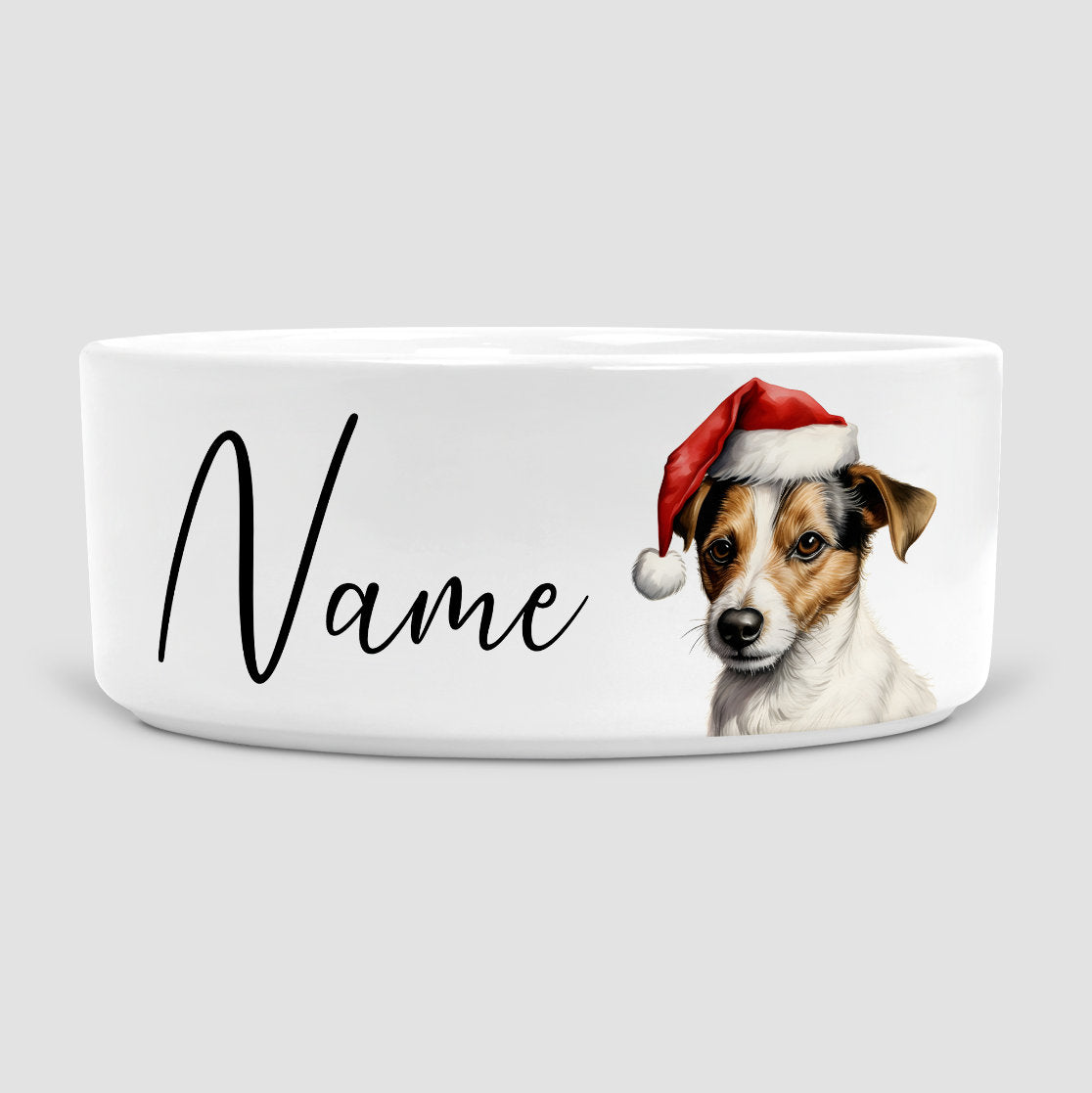 Jack Russell Christmas Dog Bowl, Personalise Dog's name, Dog Bowls, Ceramic Dog Bowl, Large Dog Bowl, Jack Russell Gift