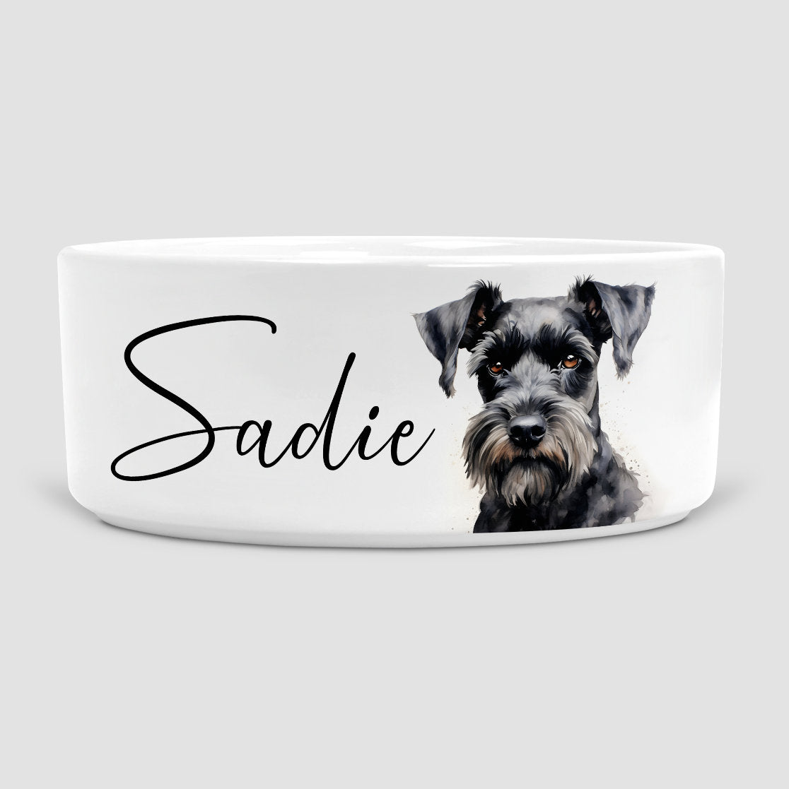 Personalised Black Schnauzer Dog Bowl