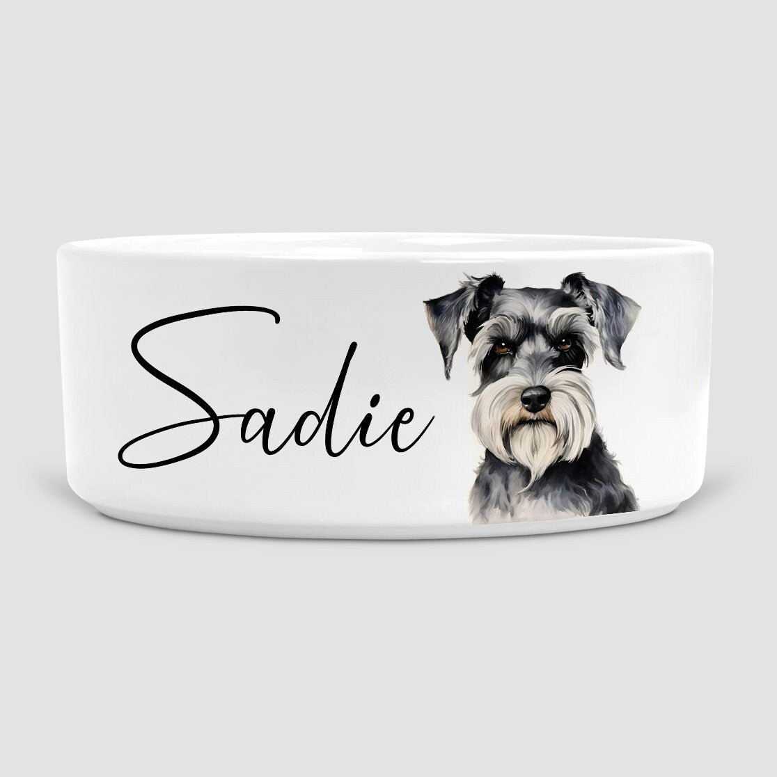 Personalised Salt and pepper Schnauzer Dog bowl