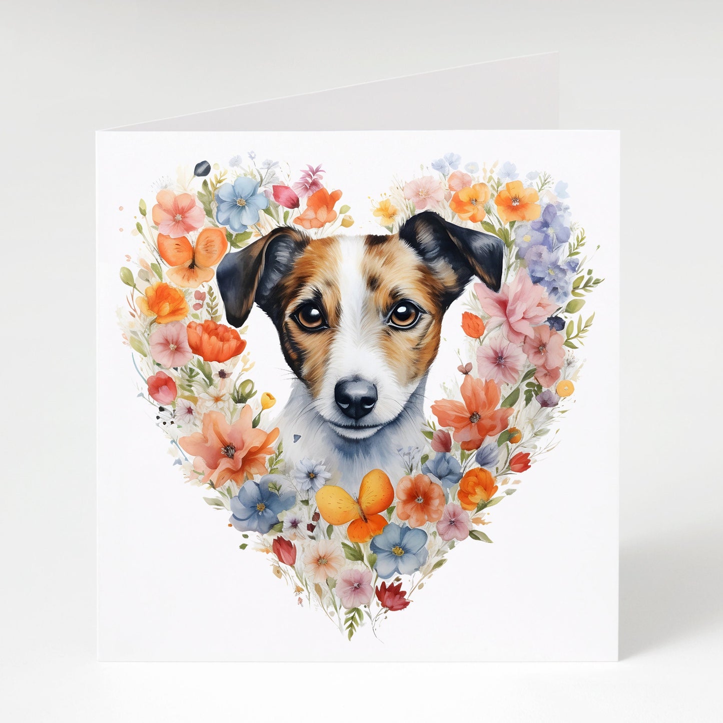 Jack Russell with flowers Mother's Day card, From the dog, Dog Mum.