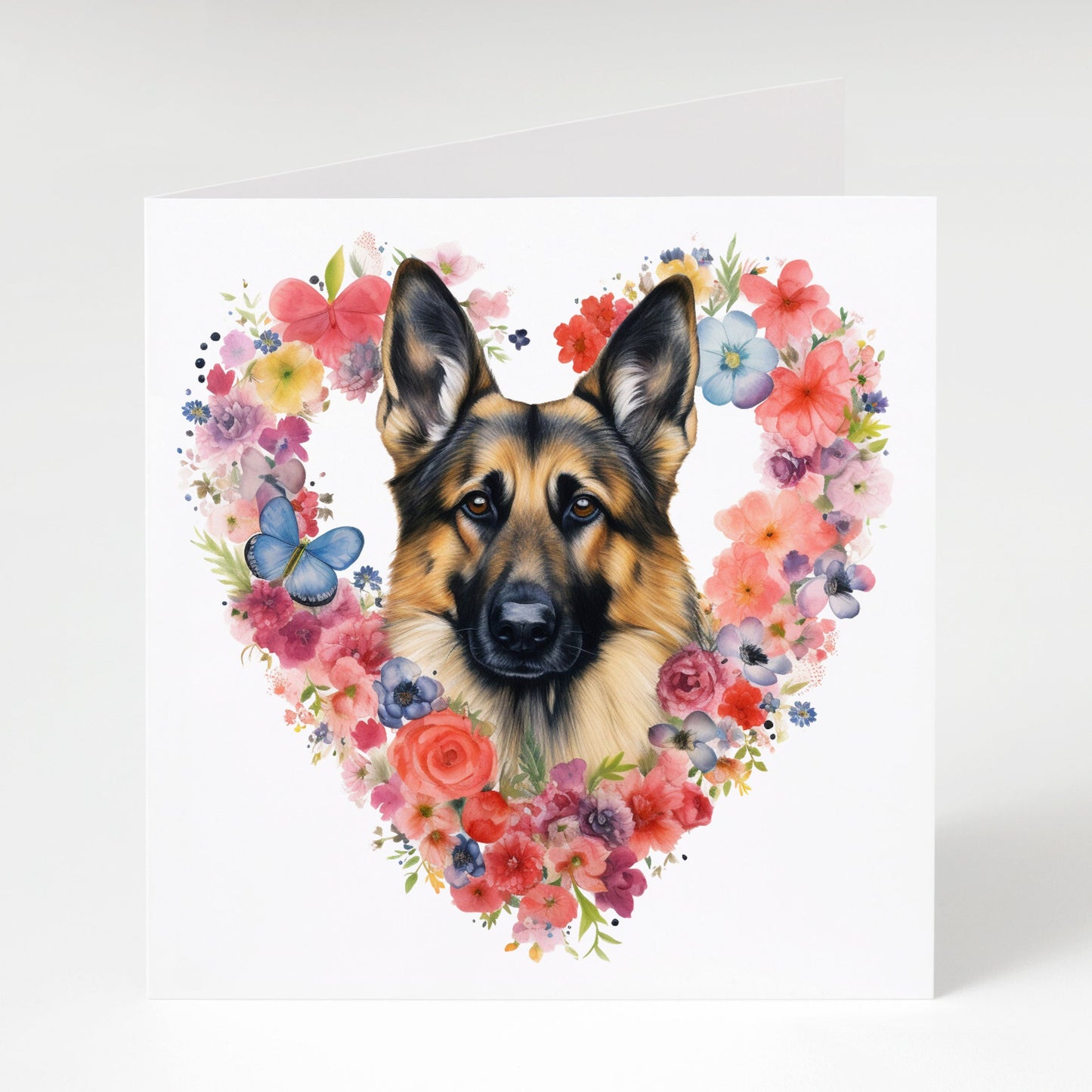 German Shepherd with flowers Mother's Day card, From the dog, Dog Mum.