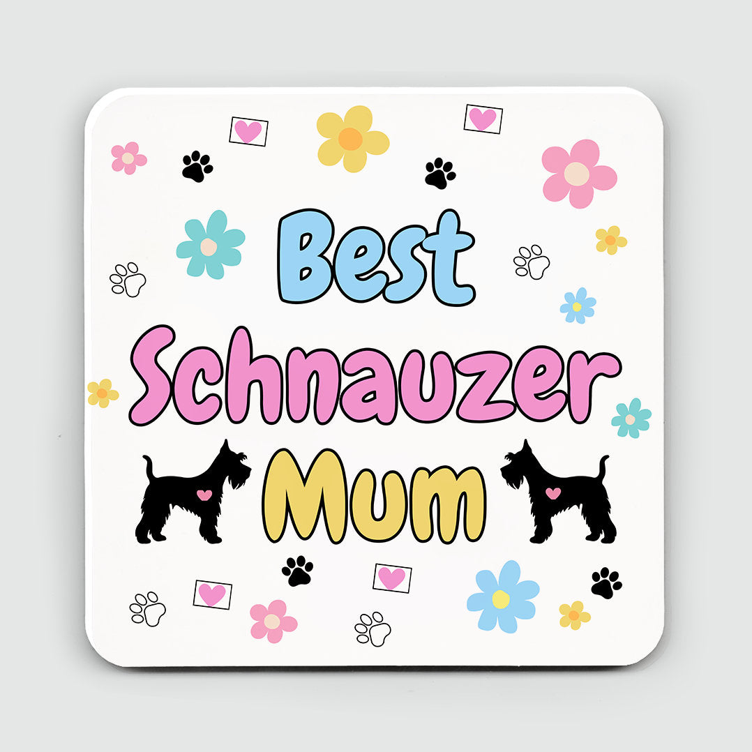 Best Schnauzer Mum card, Schnauzer Easter card, Birthday card, from the dog, Matching mug and coaster options.