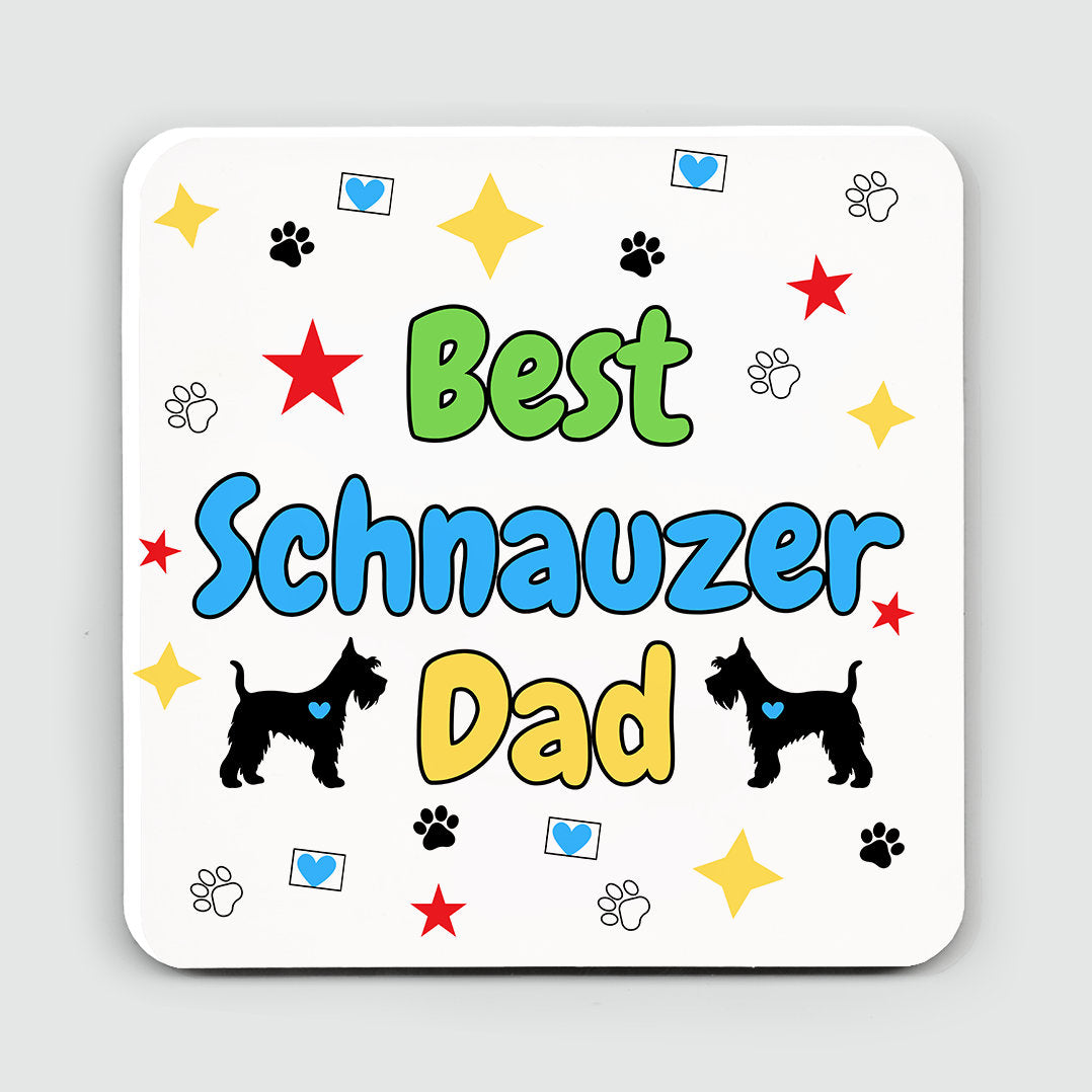 Best Schnauzer Dad card, Schnauzer Easter card, Birthday card, from the dog, Matching mug and coaster options.