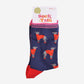 Women's Greyhound Bamboo Socks - Navy Blue / Red