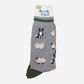 Men's Sheep and Sheep Dog Bamboo Socks - Grey Marl / Green