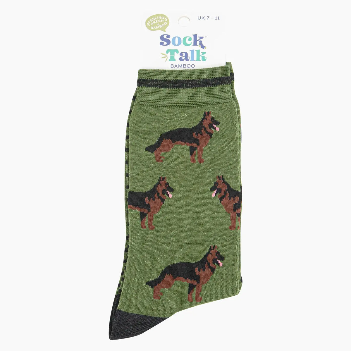 German Shepherd Bamboo Socks in Green