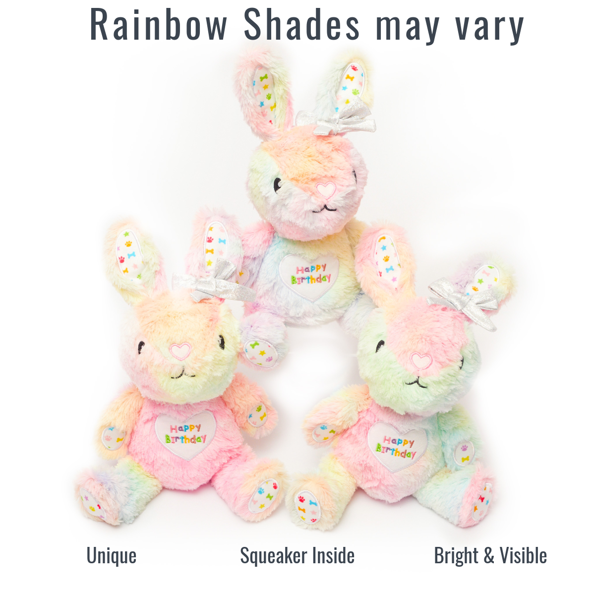 Rainbow Rabbit Birthday Dog Toy