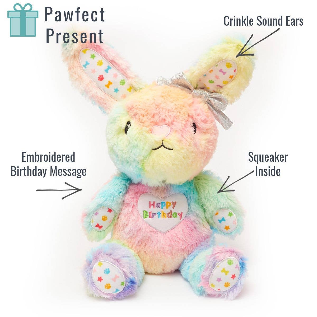 Rainbow Rabbit Birthday Dog Toy