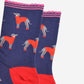 Women's Greyhound Bamboo Socks - Navy Blue / Red