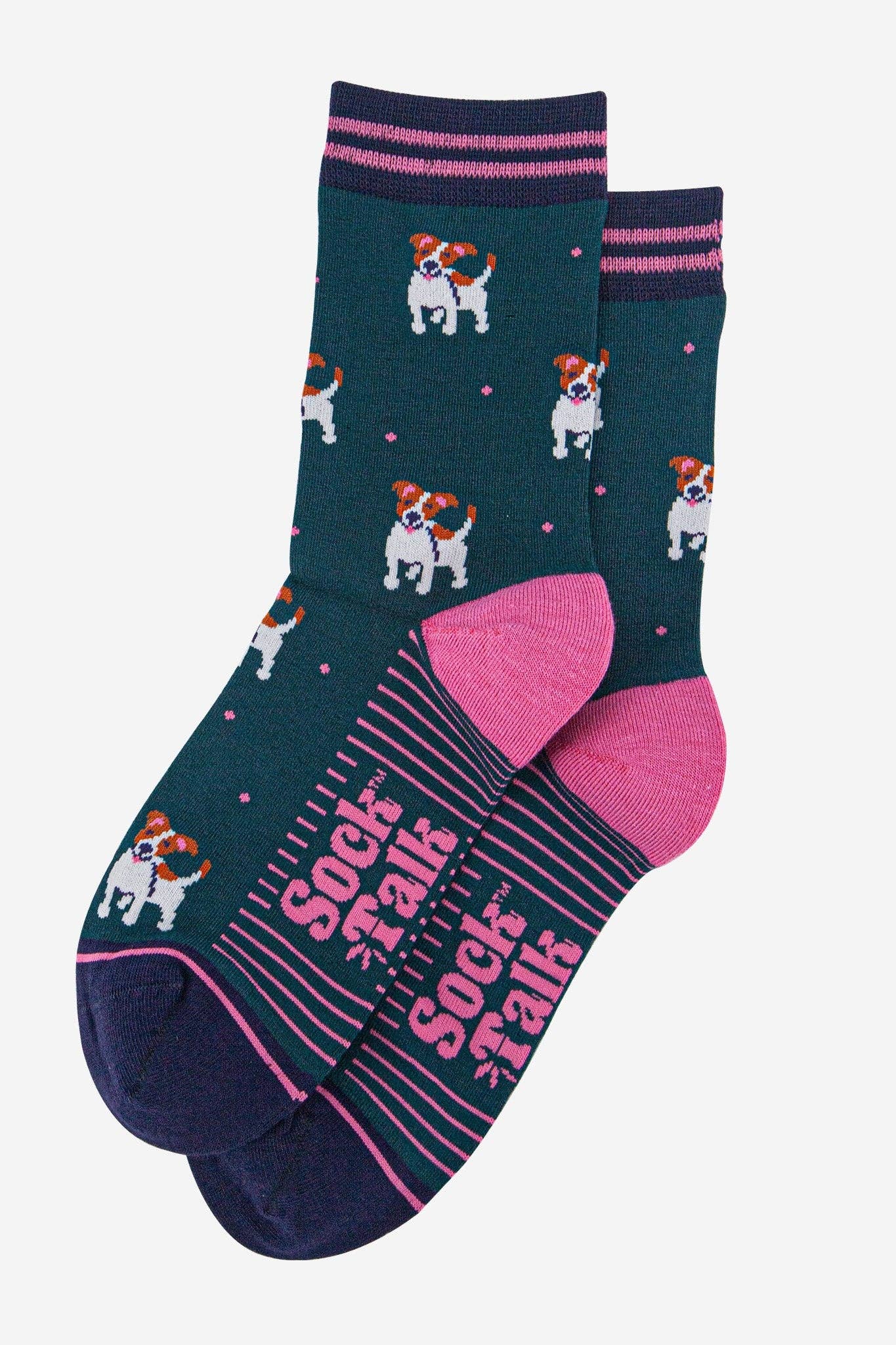 Women's Jack Russell Bamboo Socks - Forest Green / Navy