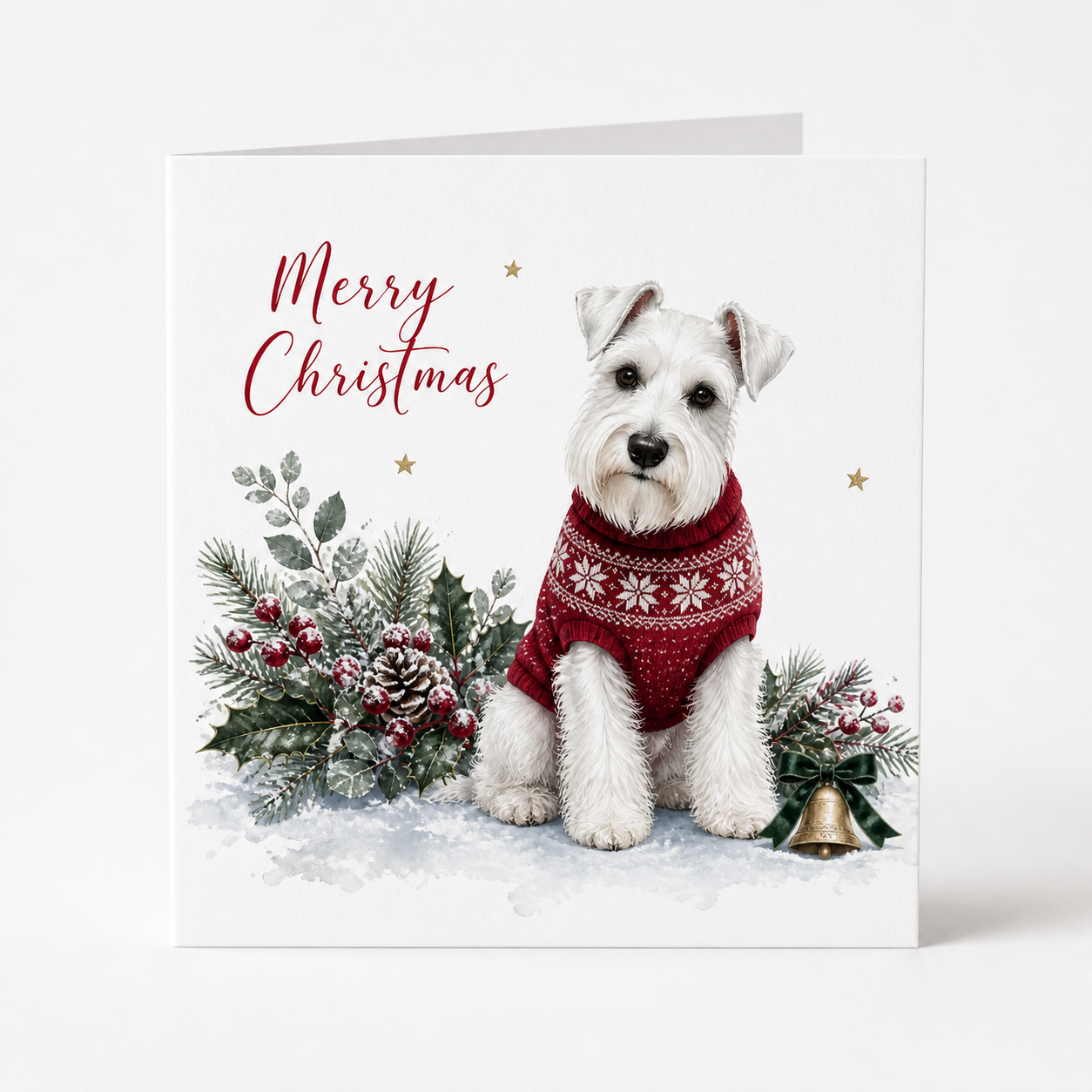 Festive White Schnauzer Christmas Cards - Pack of 5