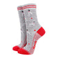 Women's Dalmatians Bamboo Socks - Light Grey / Red