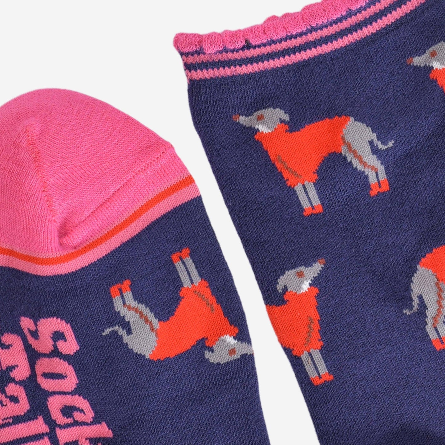 Women's Greyhound Bamboo Socks - Navy Blue / Red