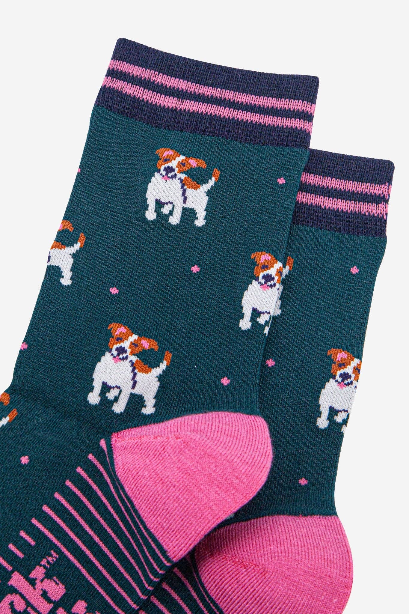 Women's Jack Russell Bamboo Socks - Forest Green / Navy