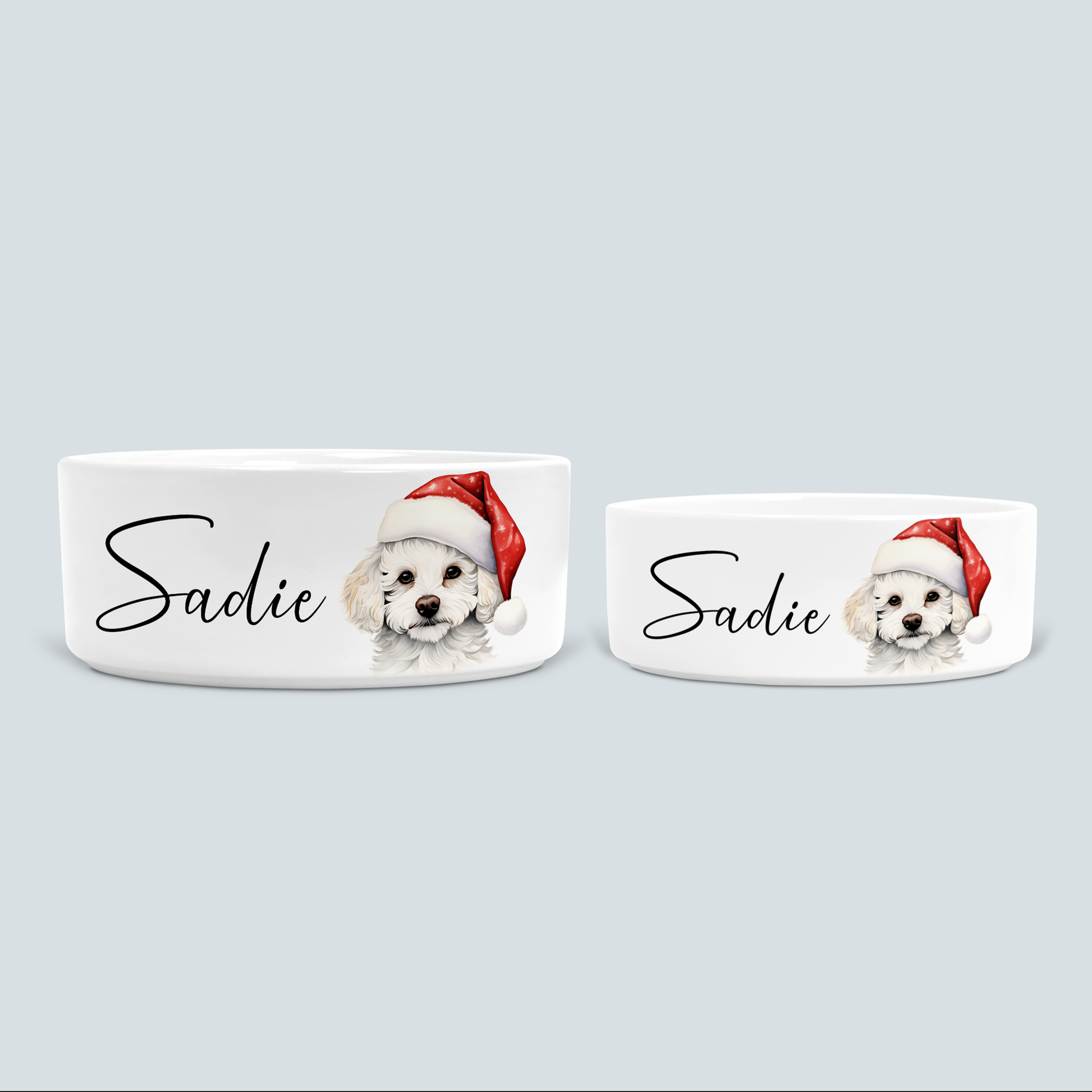 medium and large size bichon dog christmas bowl