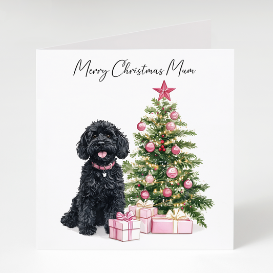 Black Cockapoo Christmas Card for Mum