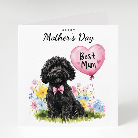 Black Cockapoo Best Mum Mother's Day Card