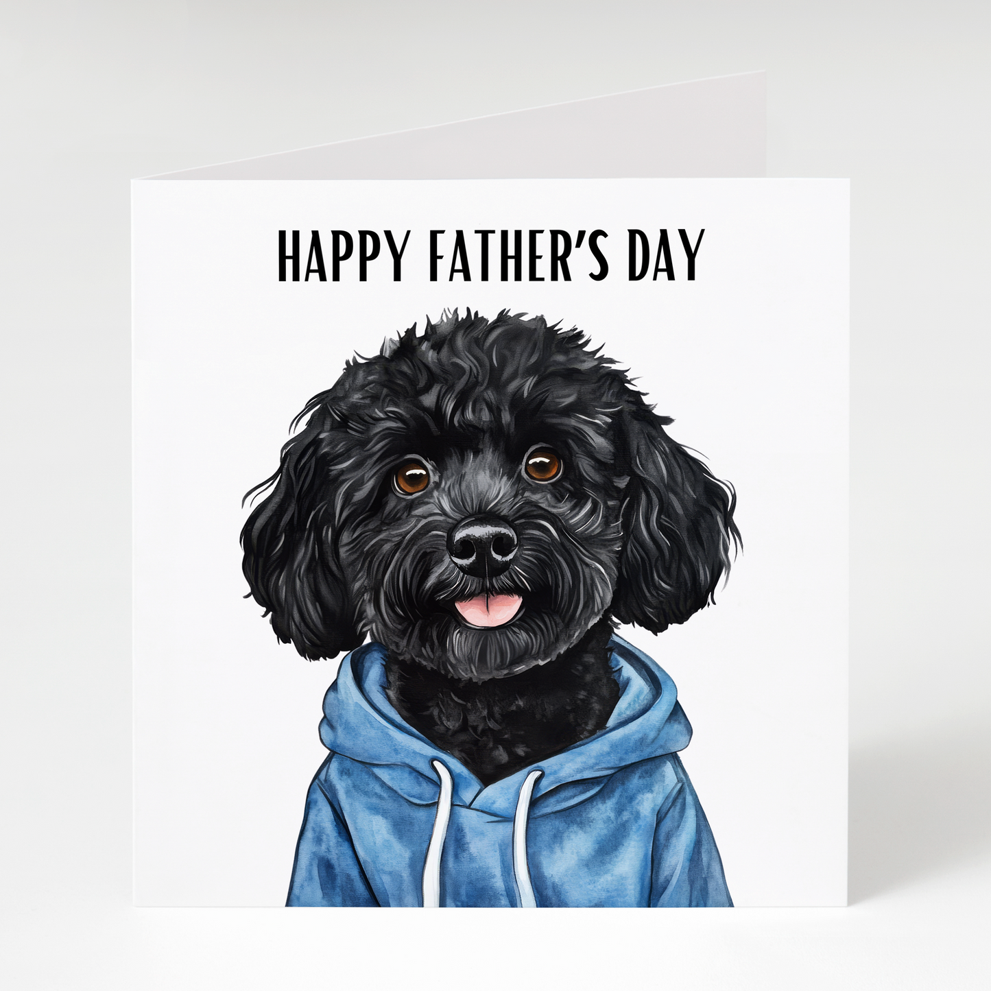 Black Cockapoo in Hoodie Father’s Day Card