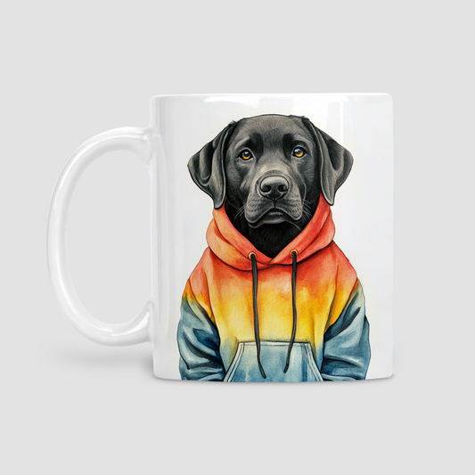 Black Labrador in Hoodie Mug