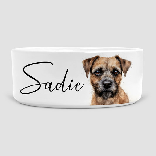 Border Terrier Personalised Dog Bowl